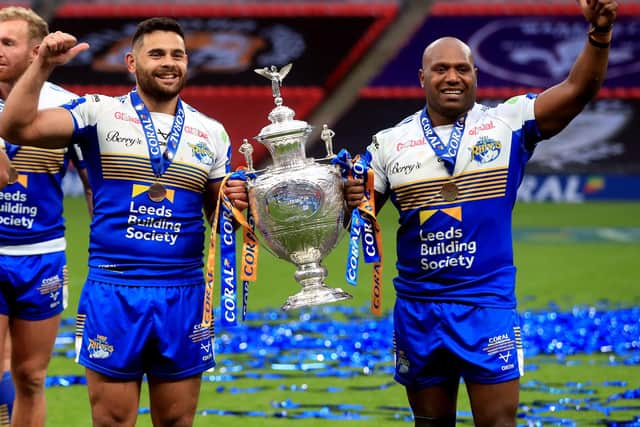 Challenge Cup winner Rob Lui, right, is hoping to help Leeds Rhinos into the 2021 Super League play-offs with victory over Hull KR tonight. Picture: Mike Egerton/PA Wire.