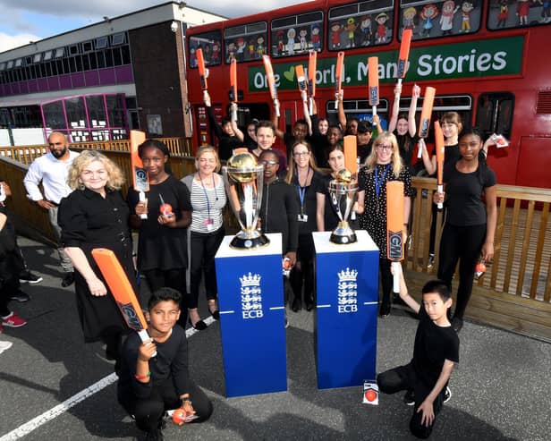 The Cricket World Cups pictured with chdlren and teachers at Hugh Gaitskell Primary School, Beeston, Leeds.

Photo: Simon Hulme