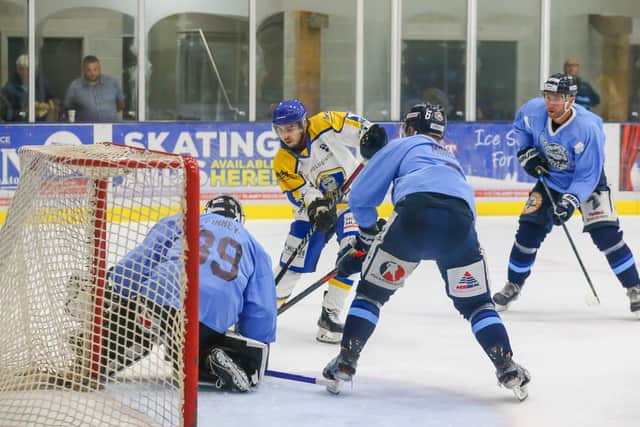 ENCOURAGING: Leeds Knights have impressed during pre-season, including a 3-2 win over Sheffield Steeldogs at Elland Road. Picture: Andy Bourke.