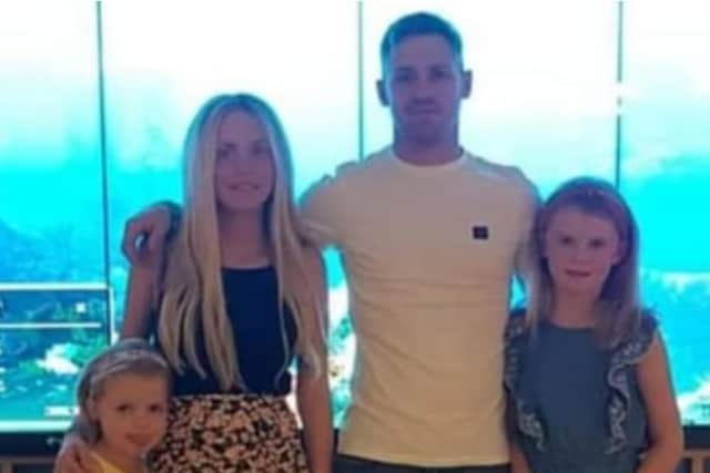 Liam McDonagh, 32 and Sinead Richards, 31 and their two daughters Paige and Georgie