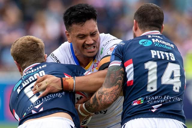 Leeds Rhinos forward Zane Tetevano is back in contention for tomorrow's Super League play-off game at Wigan Warriors. Picture: Bruce Rollinson/JPIMedia.