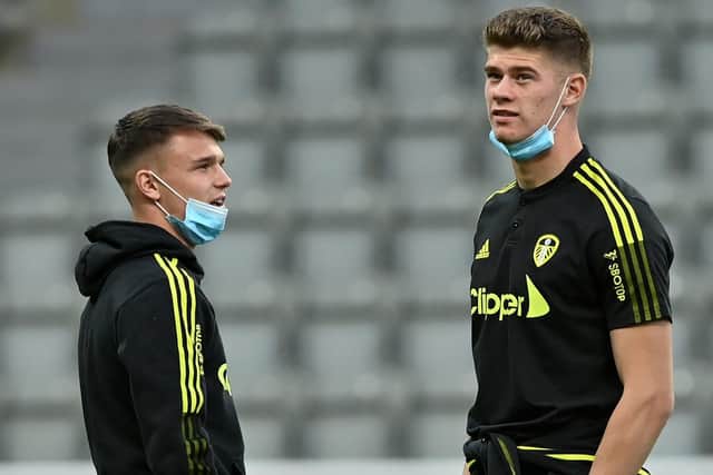ONE TO WATCH: Leeds United's Charlie Cresswell, right, with Jamie Shackleton at St James' Park. Picture: Bruce Rollinson/JPIMedia.
