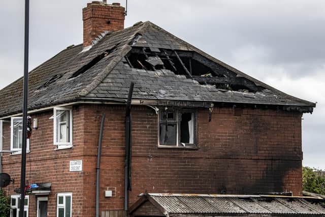 The shocking fire damage at the house at Halton Moor.