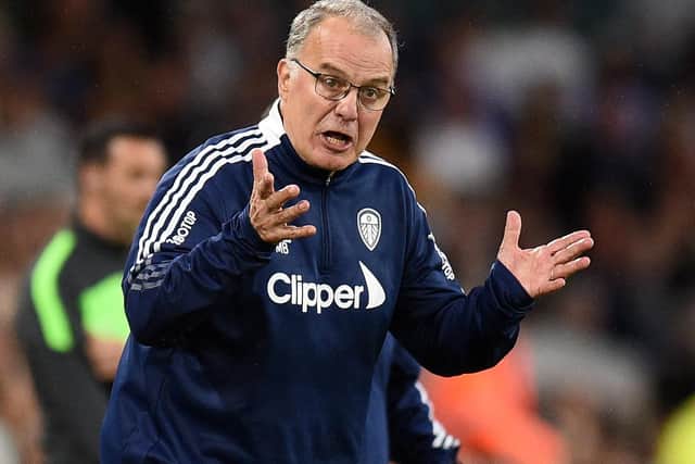 CHALLENGE: Issued by Leeds United head coach Marcelo Bielsa to his Whites side after five Premier League games without a victory. Photo by OLI SCARFF/AFP via Getty Images.