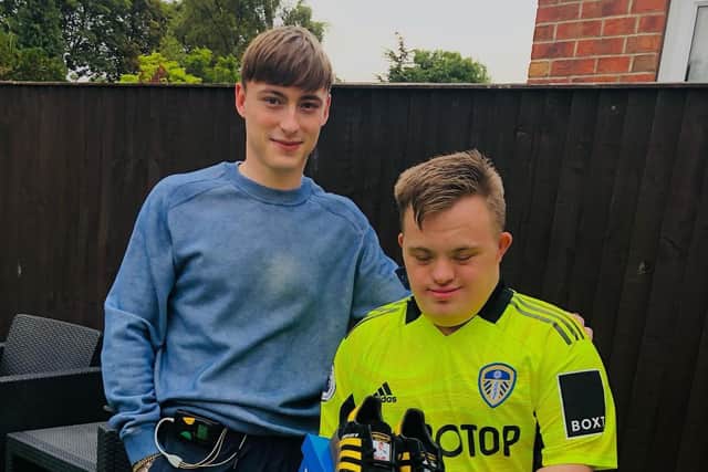 Keilan Kogut, 23, runs Adikoggz Trainer Customisation from Pudsey - creating and selling customised trainers.
After spotting James' video, Keilan reached out to his mum and arranged to create a free pair of Kalvin Phillips trainers. Pic: Adikoggz Trainer Customisation