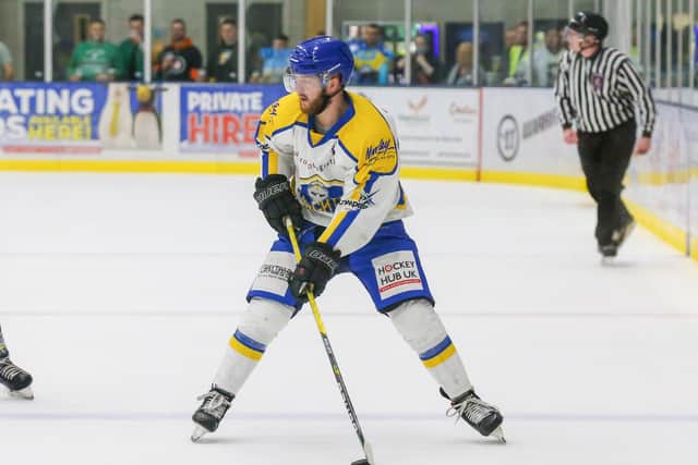 Leeds Knights' Adam Barnes
 scored twice in Swindon to ensure his line with Kieran Brown and Lewis Houston enjoyed the most productive night, scoring five of the visitors' seven goals. Picture: 
Andy Bourke