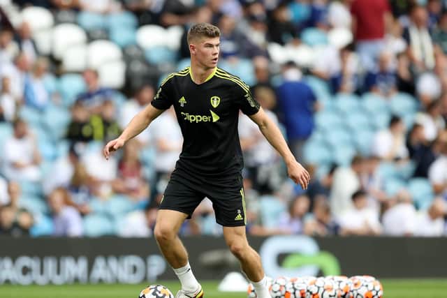 Charlie Cresswell warms up at Elland Road. Pic: George Wood/Getty