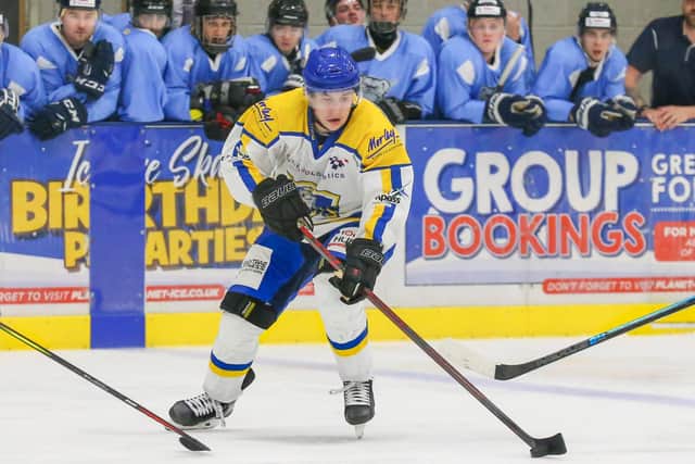 Kieran Brown

ensured Leeds Knights enjoyed their trip to Swindon Wildcats, scoring two goals and four assists as the visitors won 7-3 in the NIHL Autumn Cup. Picture: Andy Bourke