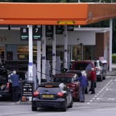 Queues at the petrol station in Colton, near Leeds