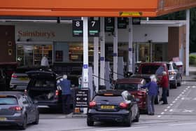 Queues at the petrol station in Colton, near Leeds