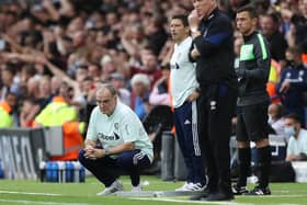 THE WAIT GOES ON: For Leeds United and head coach Marcelo Bielsa, left, who are still seeking a first win of the new Premier League season after Saturday's 2-1 defeat at home to West Ham, above. Photo by George Wood/Getty Images.
