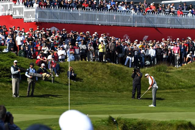 DECISIVE DAY: Europe's Sergio Garcia putts on the 15th during day two of the 43rd Ryder Cup at Whistling Straits - he is fourth out for the holders in the singles. Picture: Anthony Behar/PA