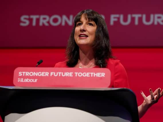 Shadow chancellor Rachel Reeves giving her keynote speech at the Labour Party conference at the Brighton Centre on Monday September 27.
	 
Photo: Gareth Fuller PA Wire/PA Images