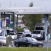 Cars refueling at a BP service station in Wetherby near Leeds. Picture date: Monday September 27, 2021. Photo: Danny Lawson/PA.