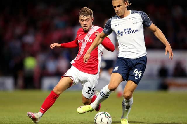 Alfie McCalmont in action for Morecambe. Pic: Charlotte Tattersall/Getty
