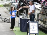 Pat and Jill Creaven opened their floating sweet shop during lockdown and float up and down the Leeds-Liverpool canal. Picture: Lee McLean/SWNS