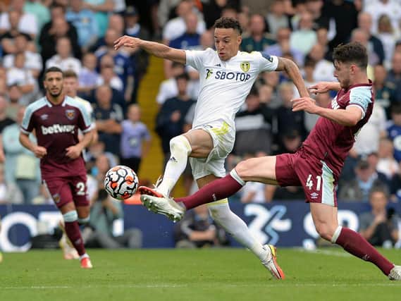 Leeds United's Rodrigo in action against West Ham. Pic: Bruce Rollinson
