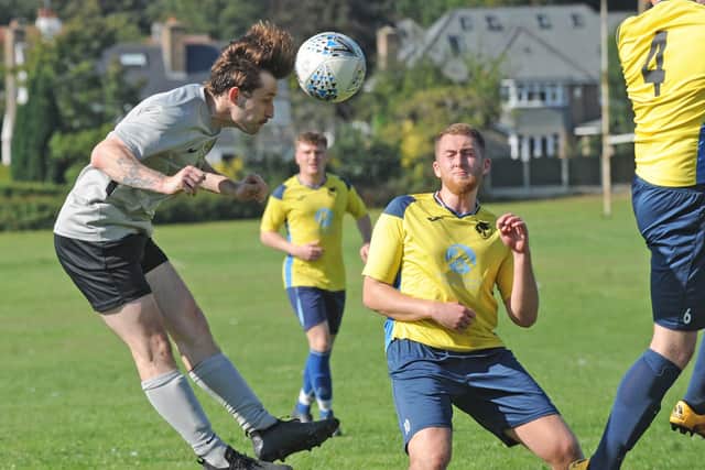 Maxillian Ballard scores for North Leodis against Leeds Alpha. Picture: Steve Riding.