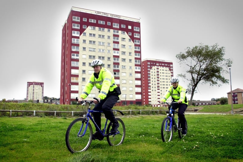 A team of police officers from Killingbeck were given mountain bikes to help patrol areas of east Leeds in an effort to reduce street crime. Pictured is Sgt John Dawson and PC Shelley Buxton.