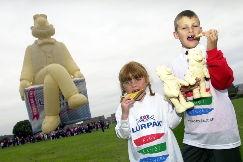 Pupils at Farsley Springbank Junior School were being encouraged to eat a good breakfast with the arrival of Lurpak's hot air balloon and plenty of toast. Pictured are pupils Amelia Ogden and Adam Brookes.