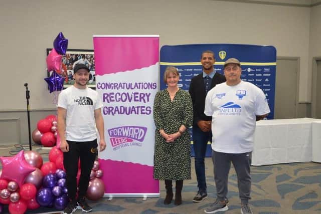Photographed left to right - Maxi Hughes, Anna Headley, Jermaine Beckford and Sean O'Hagan as they attend the Forward Leeds Recovery Graduation