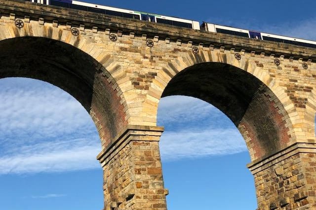 A train on the viaduct in the Crimple Valley, taken by Ann Morris.