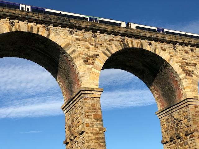 A train on the viaduct in the Crimple Valley, taken by Ann Morris.