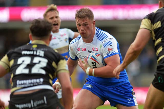 Leeds Rhinos' Tom Holroyd in action against Leigh. 
Picture: Jonathan Gawthorpe.