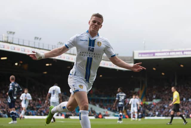 Matt Smith celebrates scoring against Millwall at Elland Road in March 2014. PIC: Varley Picture Agency