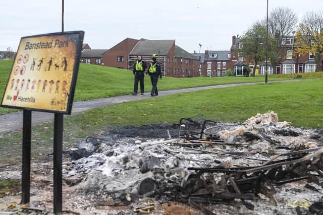 The charred remains of a bonfire in Banstead Park after the disorder in Harehills in November 2019 (Photo: Dan Rowlands/SWNS)