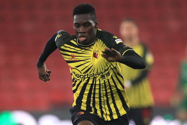 Striker Ismaila Sarr will be a key man for Watford tomorrow. Picture: Mike Egerton/PA Wire.