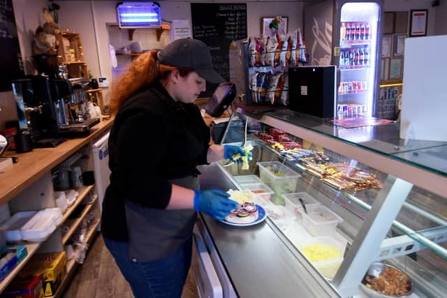 Feature on Country Crust Sandwich Shop on Scott Hall Road, Leeds. Abigail Burns pictured making sandwiches in the shop.
Pic: Simon Hulme
