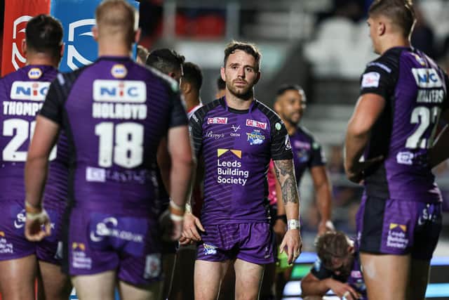 Richie Myler shows his dejection after Leeds' league defeat at Saints last month. Picture by Paul Currie/SWpix.com.