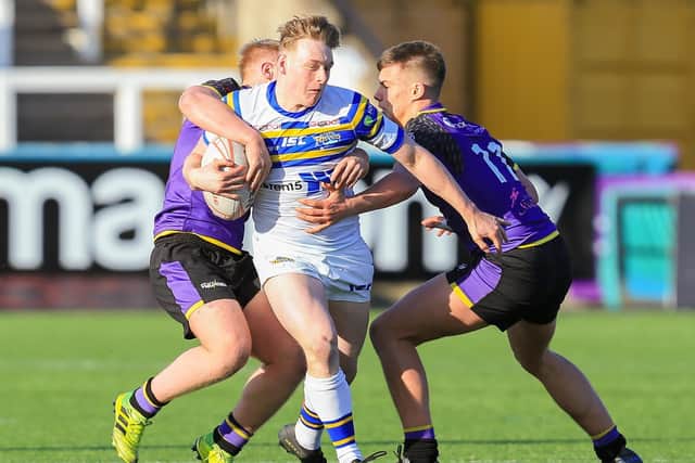 Oli Burton in action for Rhinos' academy against Newcastle Thunder. Picture by Craig Hawkhead Photography.