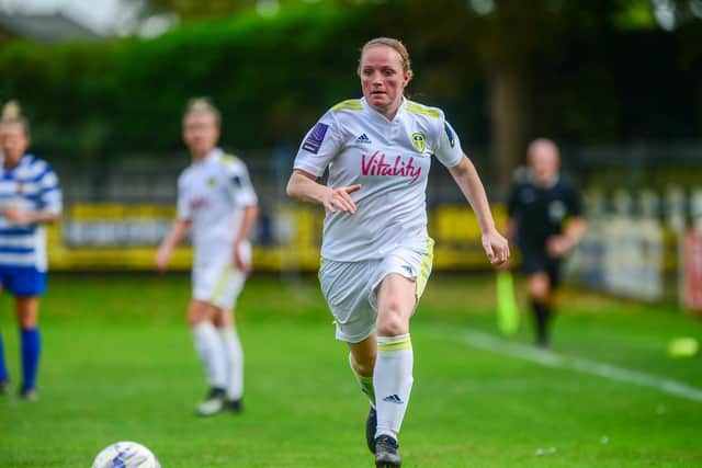 Hannah Freibach on the ball for Leeds United Women. Pic: James Hardisty