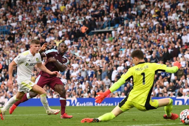 Meslier couldn't prevent Antonio's winner at Elland Road. Pic: Stu Forster/Getty