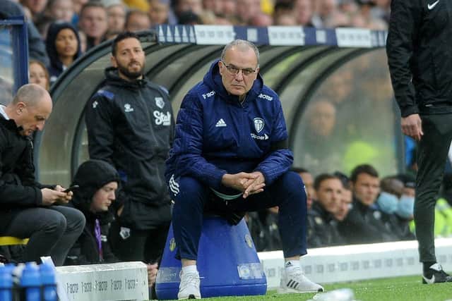 Marcelo Bielsa watches from the sidelines. Picture: Simon Hulme.