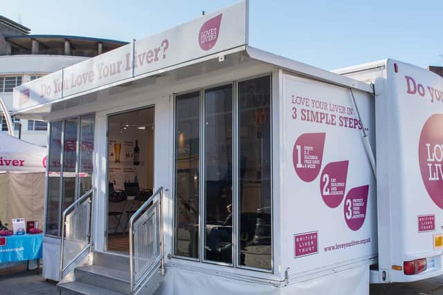 The Love Your Liver roadshow which arrives in Leeds on Tuesday October 5 to offer free liver health checks.