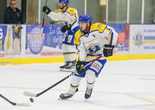 LEADING THE LINE: Ethan Hehir
 scored a hat-trick in Leeds Knights' 10-4 win over Raiders IHC. Picture: Andy Bourke - Podium Prints