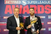 Catalans Dragons coach Steve McNamara, left, and 2021 Man of Steel, Sam Tomkins Picture: Laurent Selles/SWPix.com