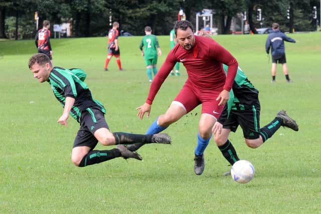 Qwarme Westerman of Little London causes havoc in the Horsforth Fairweather defence. Picture: Steve Riding.