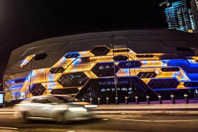 First Direct Arena will be lit up 'labrador yellow' and blue.