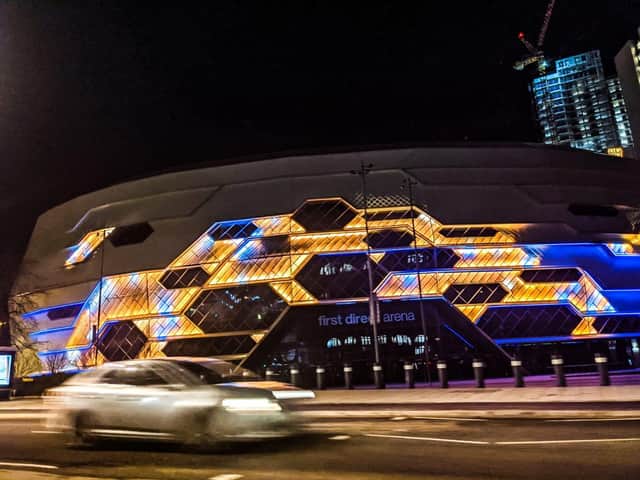 First Direct Arena will be lit up 'labrador yellow' and blue.