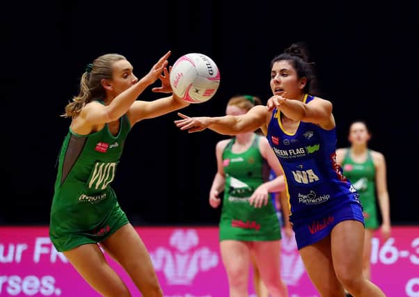 Amelia Hall of Leeds Rhinos and Christina Shaw of Celtic Dragons in action during the Vitality Netball Superleague (Picture: Jan Kruger/Getty Images for Vitality Netball Superleague)