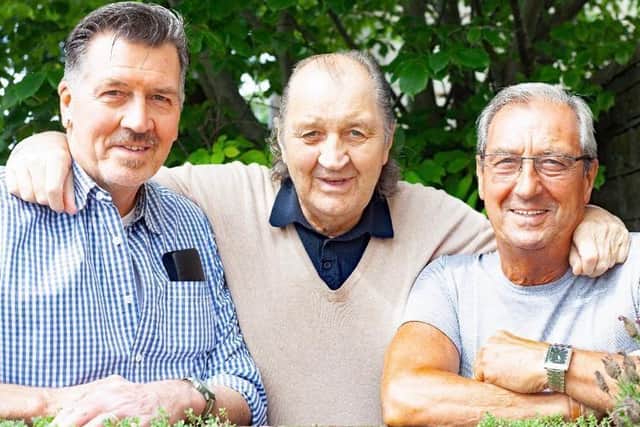 Dave, 76, and Bob, 74 with Frank Worthington