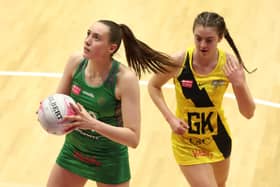 Leeds Rhinos new signing Amy Clinton in action for Celtic Dragons against Manchester Thunder. Picture: Morgan Harlow/Getty Images.