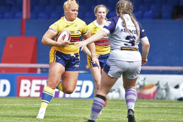 Danika Priim on the run for Leeds Rhinos this season. Picture: Leeds Rhinos.