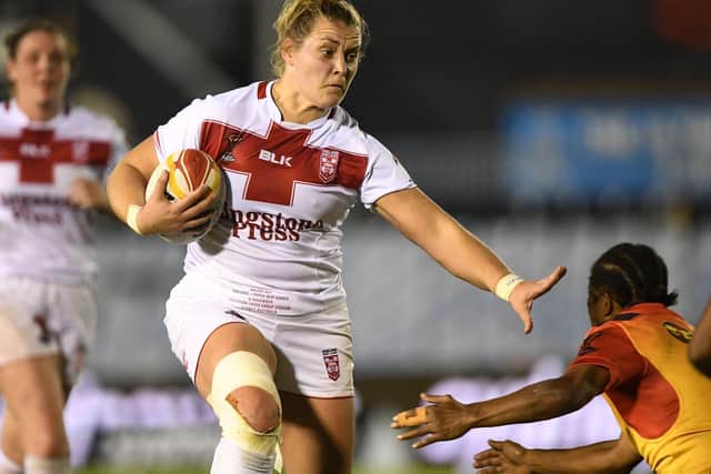 Danika Priim in action for England against Papua New Guinea. Piture: Delly Carr/SWpix.com/PhotosportNZ.