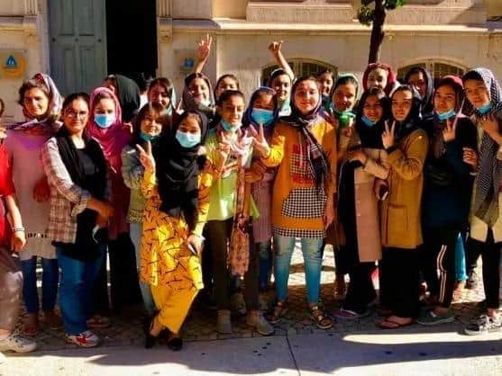 Afghanistan Women's youth football development team. Pic: Hillgrove PR