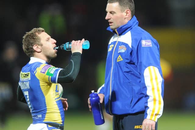 Richard Hunwicks, right, with Rob Burrow during his time on Rhinos' strength and conditioning staff.